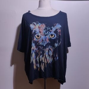 🦉Black Flowy Owl Top